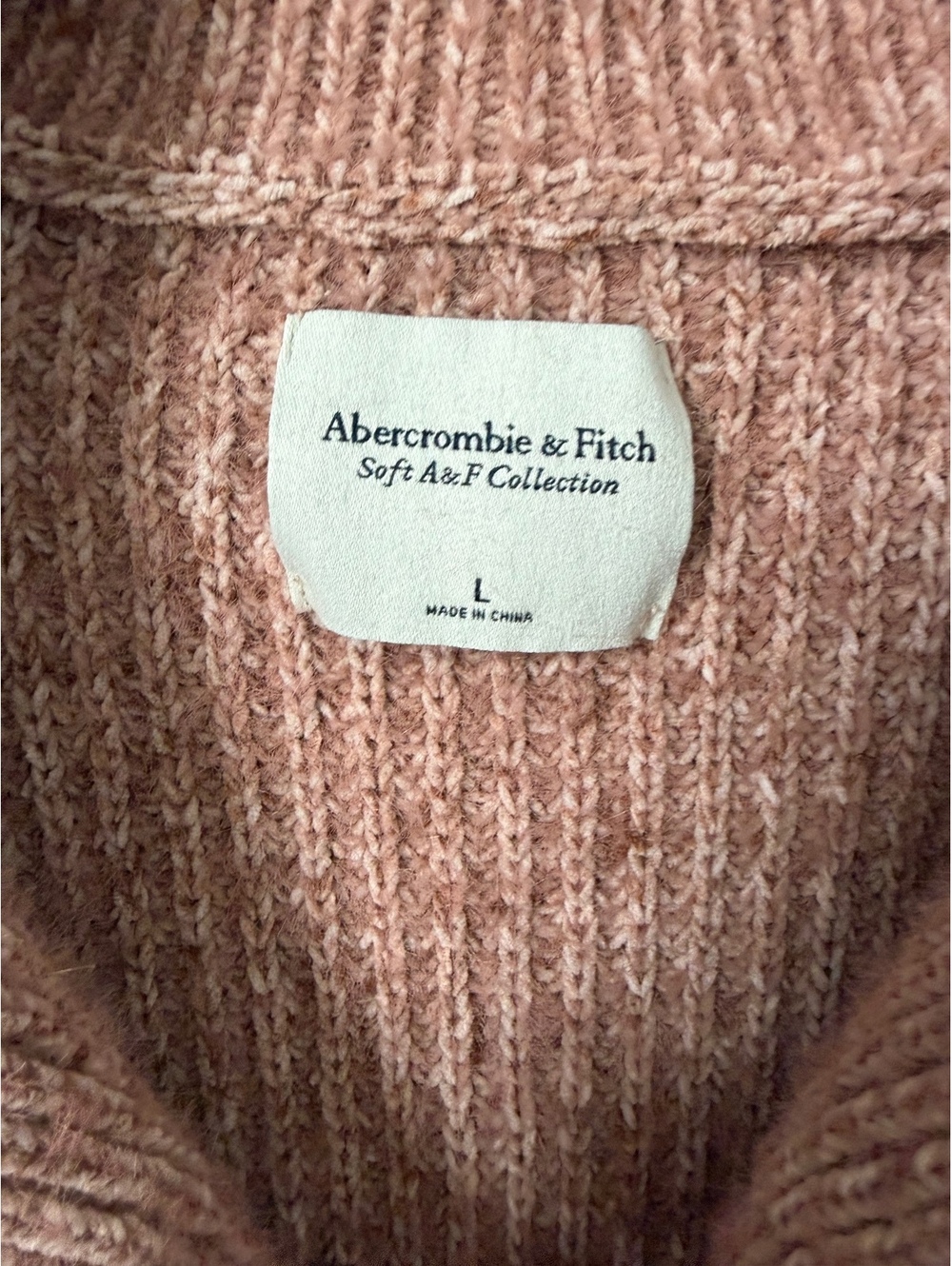 Abercrombie & Fitch Long Sleeve Half Zip Ribbed Cropped Fit Sweater Size L - Picture 5 of 7